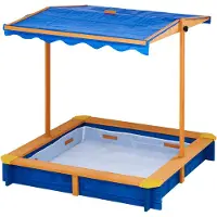 Teamson Home Teamson Kids Groot Houten Zandbak voor Tuin - Deksel en Verstelbare Hoogte - Buitenspeelgoed