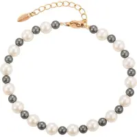 Gaya Armband rose-goud / grijs / parelwit