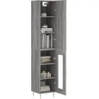 vidaXL Hoge kast 34,5x34x180 cm bewerkt hout grijs sonoma eikenkleurig