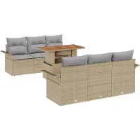 vidaXL Tuinbank Set 7 st beige en lichtgrijs