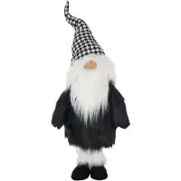 J-Line figuur Kerstman Pied-De-Poule - polyresin - wit/zwart