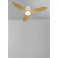 Create - 40W stille plafondventilator Ø132 cm - Wit / Licht hout - Met licht - Afstandsbediening - WIND LITE