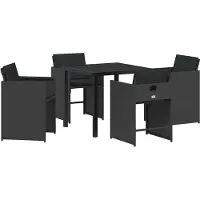 vidaXL Tuin Eettafel Set 5 st Zwart poly rattan
