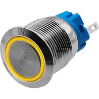 Proride Metalen Drukschakelaar 12V ON-OFF - 19mm - Aan/uit schakelaar - Spatwaterdicht - 12V/24V - LED Indicatie Geel