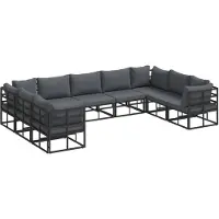 vidaXL Tuinbank Set 9 st Zwart Aluminium