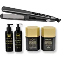 INOAR Moroccan Kit 250 ML & Lizze | Extreme Titanium Hair Straightener | Stijltang | 250°C / 220V & Glanzend Haar & Shampoo & Conditioner na Keratinebehandeling
