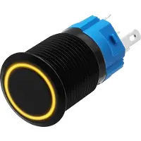 Proride Metalen Drukschakelaar 12V ON-OFF - 16mm - Aan/uit schakelaar - Spatwaterdicht - 12V/24V - LED Indicatie Geel