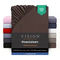Vision Home VISION Hoeslaken - 100% katoen - 200 x 200 cm met ruime hoek van 30cm - Geschikt voor boxspring matras - Chocolade - Oekotex gecertificeerd