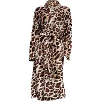 Linnick Flanel Fleece Badjas Leopard - brown - L - Badjas Dames - Badjas Heren