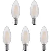 SPL Ba15d LED Lamp 4W Dimbaar - CRI 93 - Extra Warm Wit - Melkglas - LED Filament Kaars C35 - Vervangt 30W Halogeen Gloeilamp - 5 Stuks - 230V - 320lm - 2500K - melkglas/mat - premium lamp