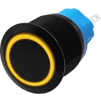 Proride Metalen Pulsschakelaar 220V OFF-(ON) - 22mm - Momentschakelaar - Spatwaterdicht - LED Indicatie Geel