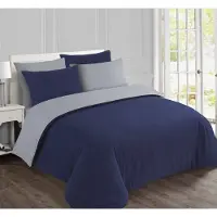 Vision Home VISION Flanel - Tweezijdig omkeerbaar Dekbedovertrekset - 100% katoen flanel: warm en zacht - Kingsize - Dekbedovertrek 260 x 240 cm met 2 bijhorende slopen - Grijs / Blauw - Oekotex gecertificeerd