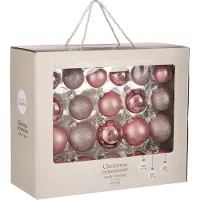 Mica Decorations Kerstballen glas roze - 42 stuks (ø7 cm)