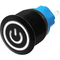 Proride Metalen Pulsschakelaar 12V OFF-(ON) - 22mm - Momentschakelaar - Spatwaterdicht - 12V/24V - LED Indicatie Wit