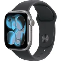 Apple Watch Series 11 GPS 42 mm Spacegrijs Aluminium MEQW4 S/M Zwarte Sportband
