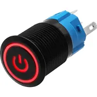 Proride Metalen Pulsschakelaar 12V OFF-(ON) - 16mm - Momentschakelaar - Spatwaterdicht - 12V/24V - LED Indicatie Rood