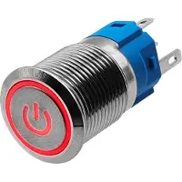 Proride Metalen Pulsschakelaar 12V OFF-(ON) - 16mm - Momentschakelaar - Spatwaterdicht - 12V/24V - LED Indicatie Rood