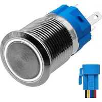 Proride Metalen Drukschakelaar 220V ON-OFF - 16mm - Aan/uit schakelaar met Aansluitkabel - Spatwaterdicht - LED Indicatie Wit