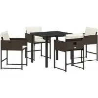 vidaXL Tuin Eettafel Set 5 st Bruin poly rattan