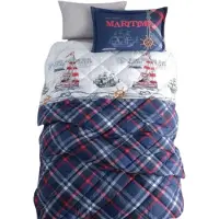 Decoware Dekbedovertrek Maritiem - blauw - katoen - 140x220 + 60x70 cm