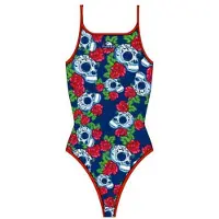 Turbo Roses&skulls Swimsuit Blauw 4XL Vrouw