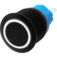 Proride Metalen Pulsschakelaar 12V OFF-(ON) - 22mm - Momentschakelaar - Spatwaterdicht - 12V/24V - LED Indicatie Wit