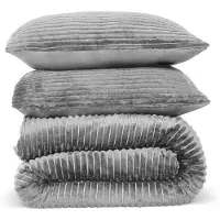 DoubleDry Dekbedovertrek rib flanel lits jumeaux 240x220 cm + 2 kussenslopen -