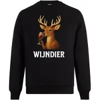B&C Wijndier Kersttrui - Dames Heren - Unisex - Kerst Cadeau - Wijn - Grappig - Foute Kersttrui - Zwart - Maat M