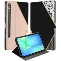 B2Ctelecom Black Pink Shapes Tablet Hoesje met Standaard Samsung Galaxy Tab S10 FE | Tab S9 FE