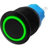 Proride Metalen Pulsschakelaar 220V OFF-(ON) - 22mm - Momentschakelaar - Spatwaterdicht - LED Indicatie Groen