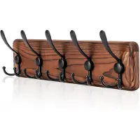 BOTC Wandkapstok - Kapstok 15-haken - Kapstok Hangend - 42x11cm - Hangende kapstok Muur of Wand - Zwart/Bruin