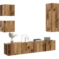 vidaXL 5-delig Tv-meubelset wandmontage bewerkt hout oud houtkleurig
