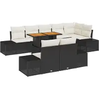 vidaXL Tuinbank Set 9 st Zwart poly rattan