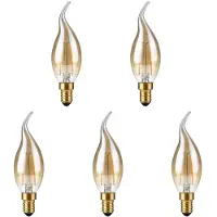 SPL E14 LED Lamp 2W Dimbaar - CRI 93 - Goud - Extra Warm Wit - 2200K - LED Filament Kaars Vlam C35 - Vervangt 15W - 5 Stuks