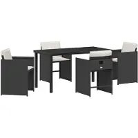 vidaXL Tuin Eettafel Set 5 st Zwart poly rattan
