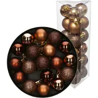 Atmosphera Kerstballen - 36x st - bronskleurig - kunststof - glans en mat - kerstversiering
