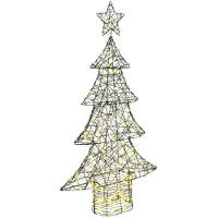vidaXL Kerstboom 160 LED's Warmwit 150 cm Rattan