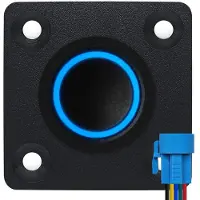 Proride Metalen drukschakelaar Inbouwpaneel 12V ON-OFF - 22mm - met Aansluitkabel - 12V/24V - LED indicatie Blauw
