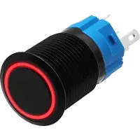 Proride Metalen Pulsschakelaar 220V OFF-(ON) - 16mm - Momentschakelaar - Spatwaterdicht - LED Indicatie Rood