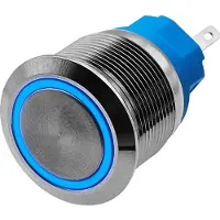 Proride Metalen Drukschakelaar 12V ON-OFF - 22mm - Aan/uit schakelaar - Spatwaterdicht - 12V/24V - LED Indicatie Blauw