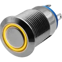 Proride Metalen Pulsschakelaar 220V OFF-(ON) - 12mm - Momentschakelaar - Spatwaterdicht - LED Indicatie Geel