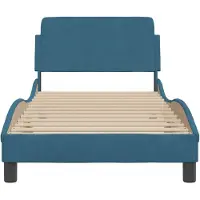 vidaXL Bedframe met hoofdeinde "Dover" fluweel blauw 90x200 cm