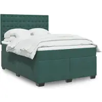 vidaXL Boxspring met matras fluweel donkergroen 140x190 cm