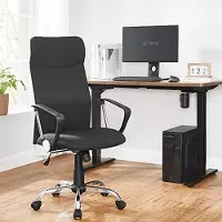 Songmics Ergonomische draaistoel met gewatteerde zitting, belastbaar tot 120 kg, zwart