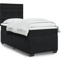 vidaXL Boxspring met matras fluweel zwart 90x200 cm
