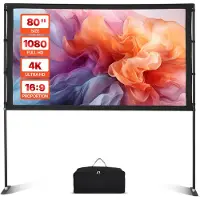 Vevor Projectiescherm met Statief - 80inch HD 4K - 16:9 Projectorscherm - Dubbele Tripod - Beamer Scherm met Draagtas - voor Thuisbioscoop / Vergaderruimte