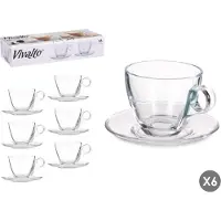 Vivalto Koffiemok met Schoteltje - Set van 6 - Glas - 170ml