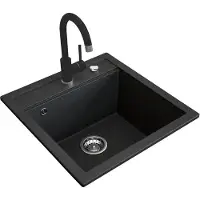 Bergström Gootsteen – 49 x 50 cm met zwarte fitting Zwart