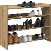 vidaXL - Schoenenrek - 80x25x62 - cm - bewerkt - hout - artisanaal - eikenkleur