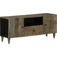 vidaXL Tv-meubel 105x33,5x46 cm massief mangohout lichtgrijs